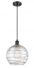  516-1P-BK-G1213-10 - Athens Deco Swirl - 1 Light - 10 inch - Matte Black - Cord hung - Mini Pendant