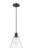 Innovations Lighting 516-1P-BK-GBC-82 - Berkshire - 1 Light - 8 inch - Matte Black - Cord hung - Mini Pendant