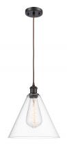 Innovations Lighting 516-1P-OB-GBC-122 - Berkshire - 1 Light - 12 inch - Oil Rubbed Bronze - Cord hung - Mini Pendant