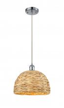 Innovations Lighting 516-1P-PC-RBD-12-NAT - Woven Rattan - 1 Light - 12 inch - Polished Chrome - Mini Pendant