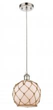 Innovations Lighting 516-1P-PN-G121-8RB - Farmhouse Rope - 1 Light - 8 inch - Polished Nickel - Cord hung - Mini Pendant