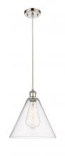 Innovations Lighting 516-1P-PN-GBC-124 - Berkshire - 1 Light - 12 inch - Polished Nickel - Cord hung - Mini Pendant