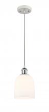  516-1P-WPC-G558-6GWH - Bella - 1 Light - 6 inch - White Polished Chrome - Cord hung - Mini Pendant