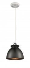  516-1P-WPC-M14-BK - Adirondack - 1 Light - 8 inch - White Polished Chrome - Cord hung - Mini Pendant