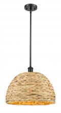  516-1S-BK-RBD-16-NAT - Woven Rattan - 1 Light - 16 inch - Matte Black - Mini Pendant