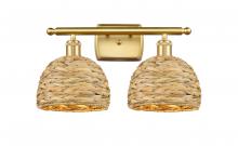  516-2W-SG-RBD-8-NAT - Woven Rattan - 2 Light - 18 inch - Satin Gold - Bath Vanity Light