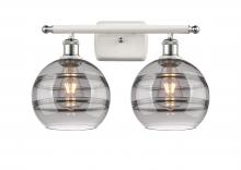 Innovations Lighting 516-2W-WPC-G556-8SM - Rochester - 2 Light - 18 inch - White Polished Chrome - Bath Vanity Light