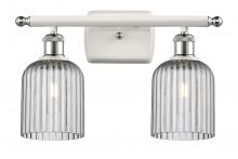  516-2W-WPC-G559-5SM - Bridal Veil - 2 Light - 15 inch - White Polished Chrome - Bath Vanity Light