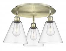 Innovations Lighting 516-3C-AB-GBC-82 - Berkshire - 3 Light - 20 inch - Antique Brass - Flush Mount