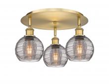  516-3C-BB-G1213-6SM - Athens Deco Swirl - 3 Light - 18 inch - Brushed Brass - Flush Mount