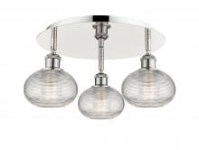 Innovations Lighting 516-3C-PN-G555-6CL - Ithaca - 3 Light - 18 inch - Polished Nickel - Flush Mount