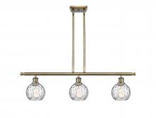  516-3I-AB-G1215-6 - Athens Water Glass - 3 Light - 36 inch - Antique Brass - Cord hung - Island Light