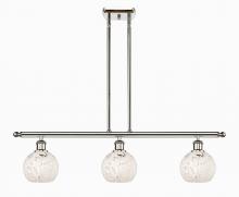  516-3I-PN-G1216-6WM - White Mouchette - 3 Light - 36 inch - Polished Nickel - Stem Hung - Island Light