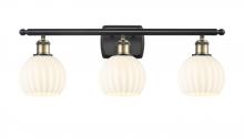  516-3W-BAB-G1217-6WV - White Venetian - 3 Light - 26 inch - Black Antique Brass - Bath Vanity Light