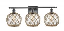 Innovations Lighting 516-3W-BK-G122-8RB - Farmhouse Rope - 3 Light - 28 inch - Matte Black - Bath Vanity Light