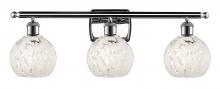  516-3W-PC-G1216-6WM - White Mouchette - 3 Light - 26 inch - Polished Chrome - Bath Vanity Light