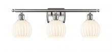  516-3W-SN-G1217-6WV - White Venetian - 3 Light - 26 inch - Brushed Satin Nickel - Bath Vanity Light