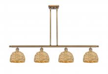  516-4I-BB-RBD-8-NAT - Woven Rattan - 4 Light - 48 inch - Brushed Brass - Multi Pendant