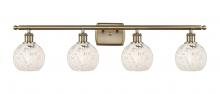  516-4W-AB-G1216-6WM - White Mouchette - 4 Light - 36 inch - Antique Brass - Bath Vanity Light