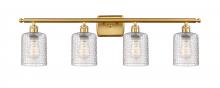  516-4W-SG-G112C-5CL - Cobbleskill - 4 Light - 35 inch - Satin Gold - Bath Vanity Light