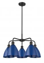 Innovations Lighting 516-5CR-BK-MBD-75-BL - Plymouth - 5 Light - 26 inch - Matte Black - Chandelier