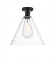 Innovations Lighting 616-1F-BK-GBC-122 - Berkshire - 1 Light - 12 inch - Matte Black - Semi-Flush Mount