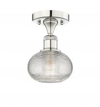 Innovations Lighting 616-1F-PN-G555-6CL - Ithaca - 1 Light - 6 inch - Polished Nickel - Semi-Flush Mount