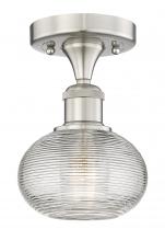 Innovations Lighting 616-1F-SN-G555-6CL - Ithaca - 1 Light - 6 inch - Brushed Satin Nickel - Semi-Flush Mount