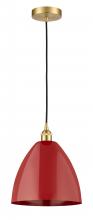 Innovations Lighting 616-1P-SG-MBD-12-RD-LED - Plymouth - 1 Light - 12 inch - Satin Gold - Cord hung - Mini Pendant