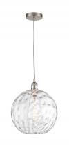 Innovations Lighting 616-1P-SN-G1215-12-LED - Athens Water Glass - 1 Light - 12 inch - Brushed Satin Nickel - Cord hung - Mini Pendant