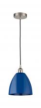 Innovations Lighting 616-1P-SN-MBD-9-BL-LED - Plymouth - 1 Light - 9 inch - Brushed Satin Nickel - Cord hung - Mini Pendant