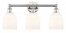  616-3W-PN-G558-6GWH - Bella - 3 Light - 24 inch - Polished Nickel - Bath Vanity Light