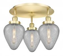  916-3C-SG-G165 - Geneseo - 3 Light - 18 inch - Satin Gold - Flush Mount