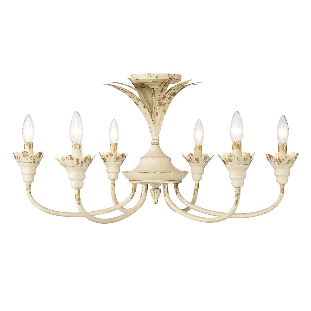 Lillianne 6 Light Semi-Flush in Antique Ivory