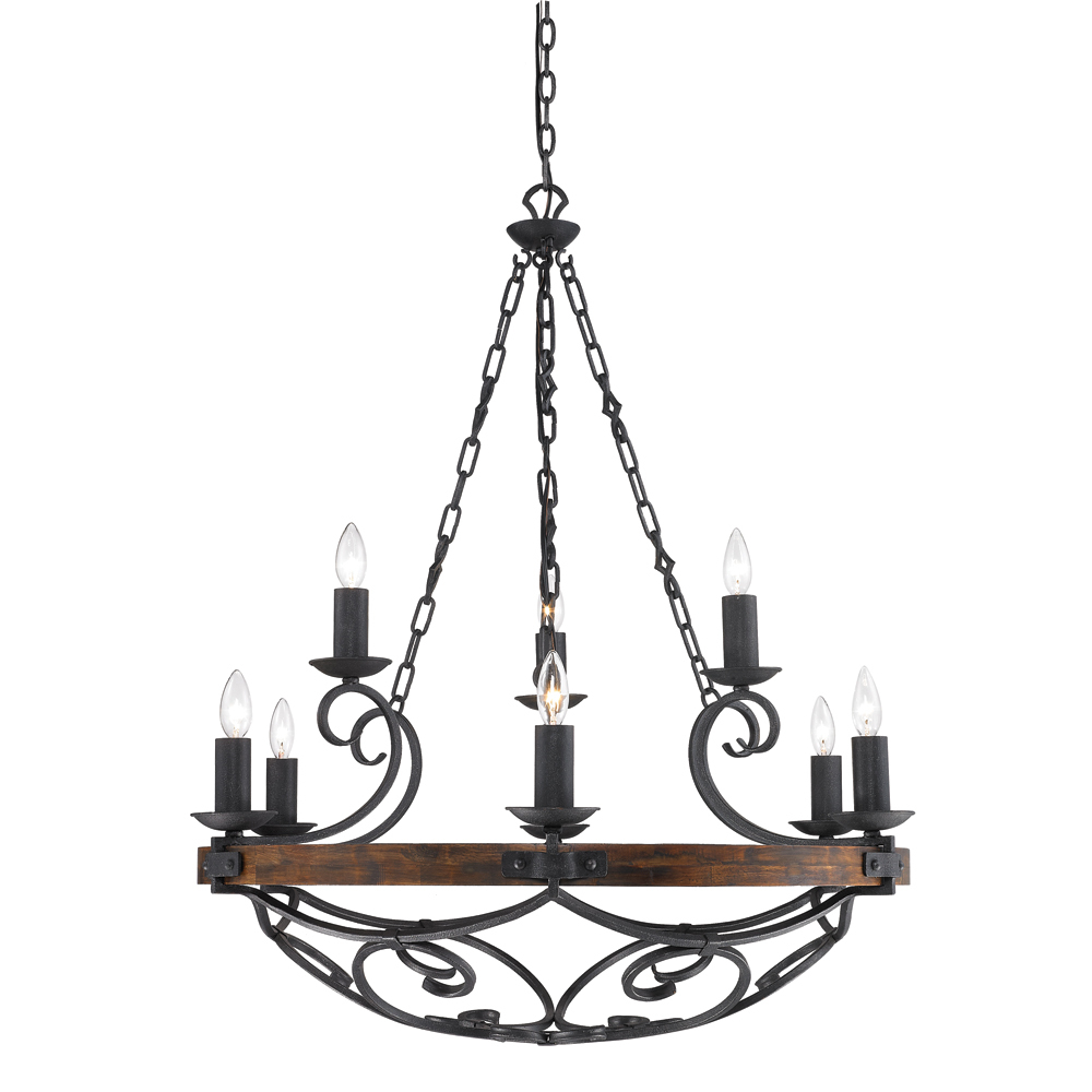 Madera 2 Tier - 9-Light Chandelier in Black Iron