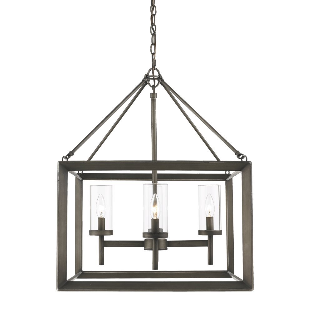 Smyth 4 Light Chandelier in Gunmetal Bronze with Clear Glass