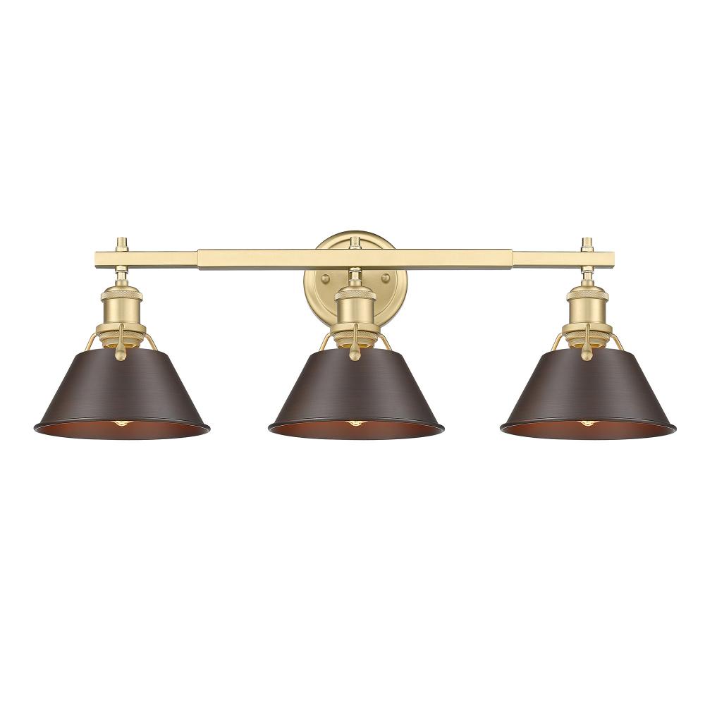 Orwell BCB 3 Light Bath Vanity in Brushed Champagne Bronze with Rubbed Bronze shades