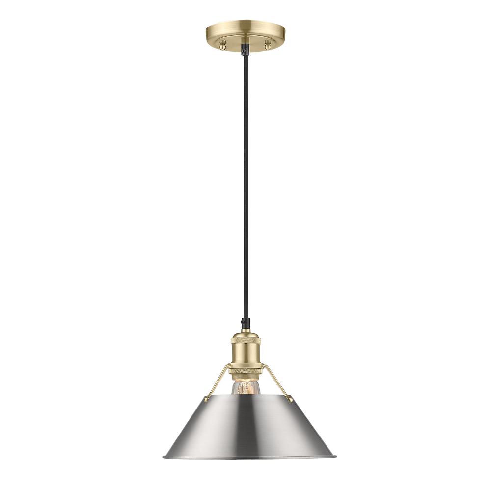 Orwell BCB Medium Pendant - 10" in Brushed Champagne Bronze with Pewter shade