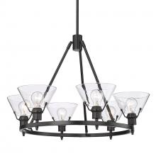 Golden 3306-6 BLK-CLR - Orwell BLK 6 Light Chandelier in Matte Black with Clear Glass