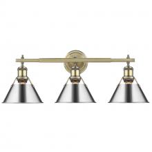 Golden 3306-BA3 AB-CH - Orwell AB 3 Light Bath Vanity in Aged Brass with Chrome shades