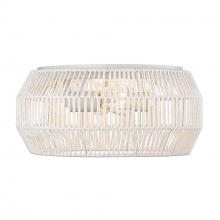 Golden 6076-FM WHT-WR - Marlee WHT 2 Light Flush Mount in Matte White with Bleached White Raphia Rope Shade