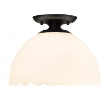 Golden 6954-SF BLK-OP - Dorinda BLK Semi-Flush in Matte Black with Opal Shade