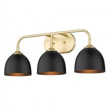 Golden 6956-BA3 OG-BLK - Zoey 3-Light Bath Vanity in Olympic Gold with Matte Black Shade