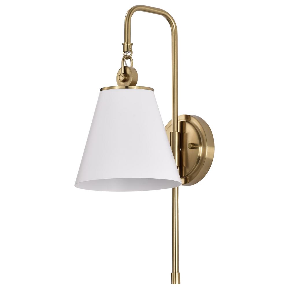 Dover; 1 Light; Wall Sconce; White with Vintage Brass