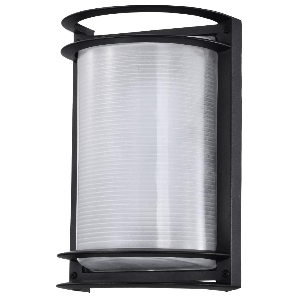 LED Rectangular Bulk Head Fixture; Black Finish with White Glass