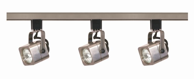 3 Light - MR16 - Square Track Kit - 4 foot Track - Line Voltage - Brushed Nickel