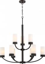 Nuvo 60/6329 - Denver - 9 Light Chandelier with Satin White Glass - Mahogany Bronze Finish