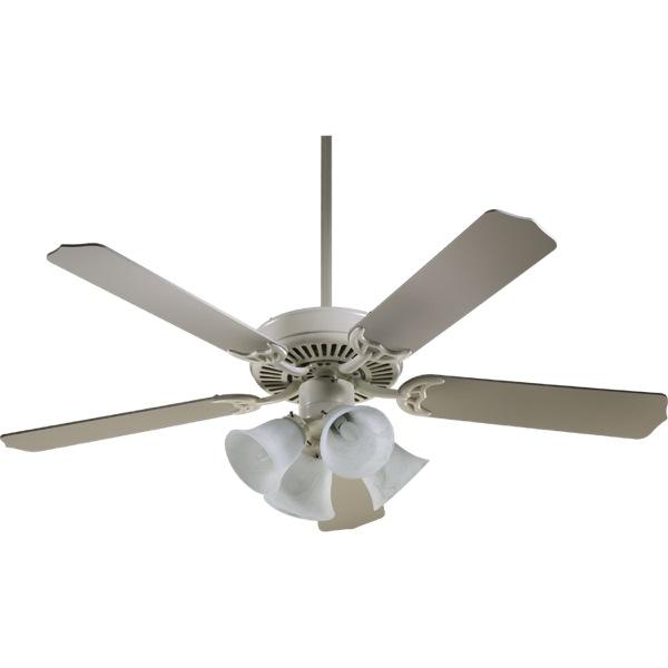 Four Light Antique White Ceiling Fan