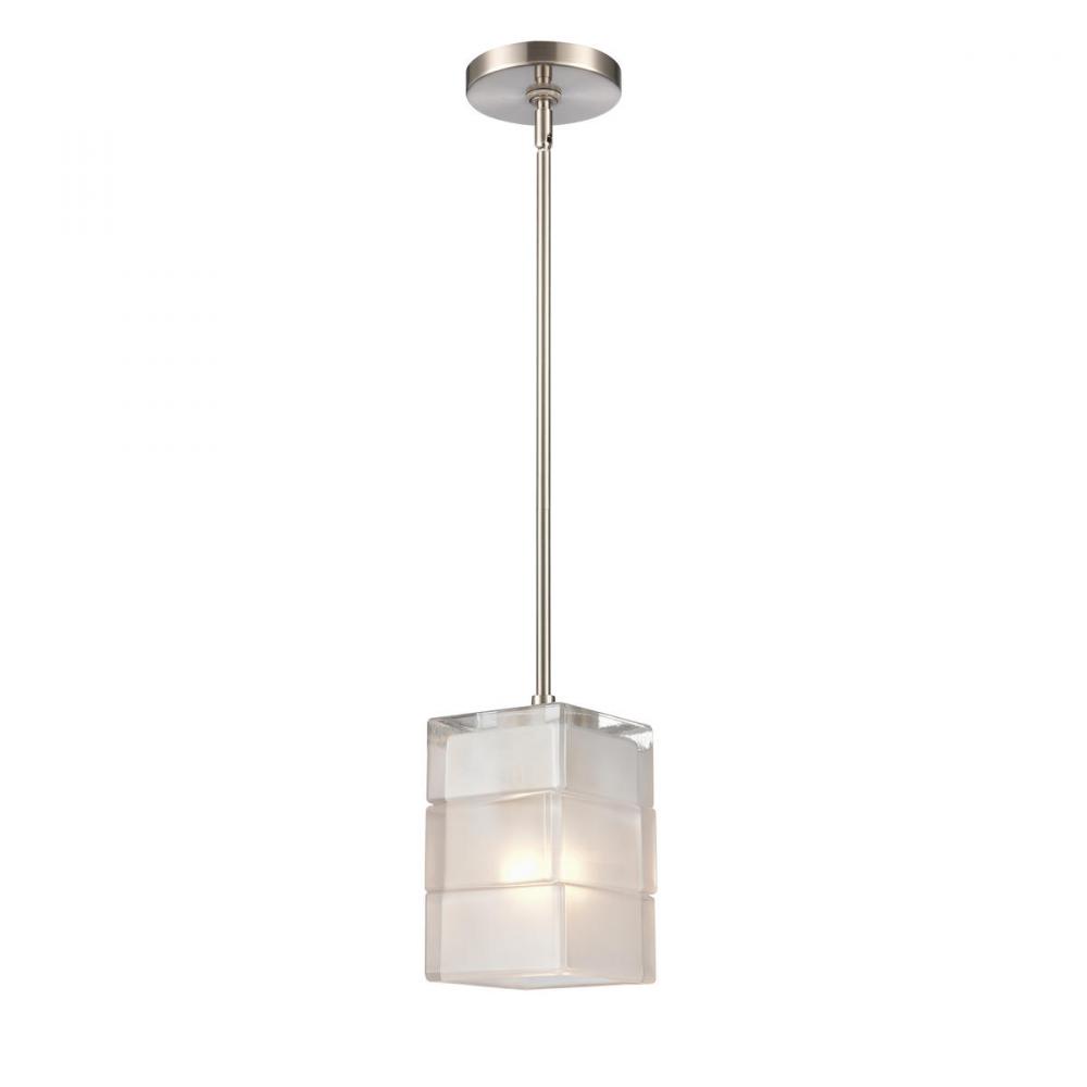 Ice Blocks 6'' Wide 1-Light Mini Pendant - Satin Nickel