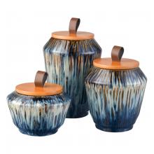 ELK Home S0037-11348/S3 - Mulry Jar - Set of 3 Green Prussian Blue Glazed